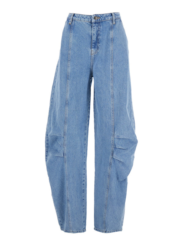 Light Blue Jeans With Central Stitching Cotton
