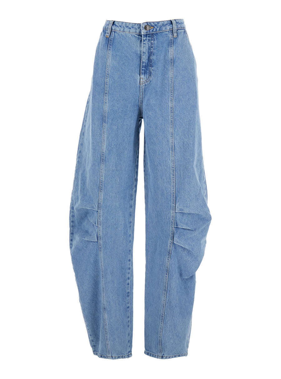 Light Blue Jeans With Central Stitching Cotton