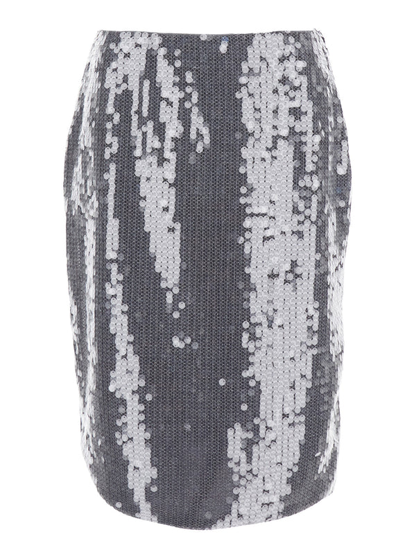 Grey Sequined Skirt Tech Fabric Recycled Polyester