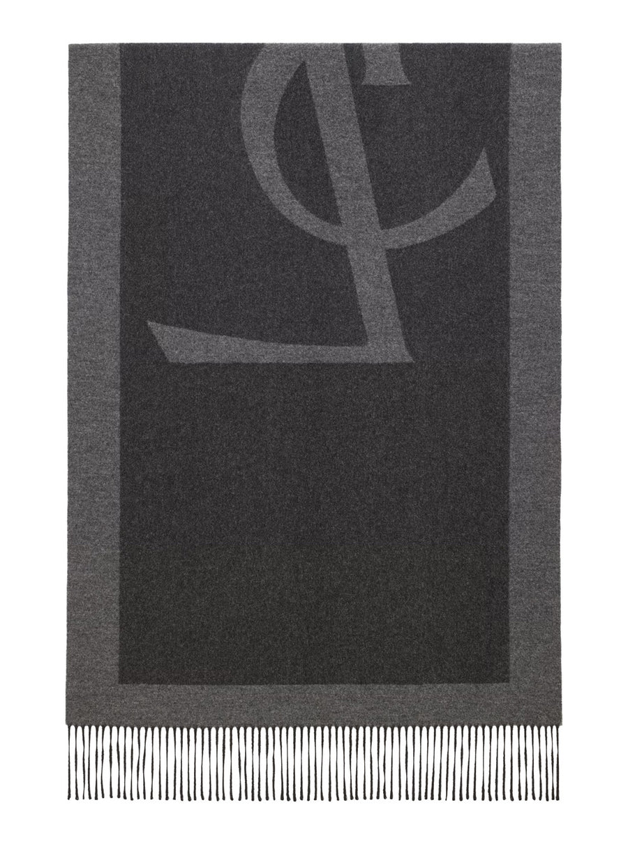 Grey Silk Scarf With Maxi Logo