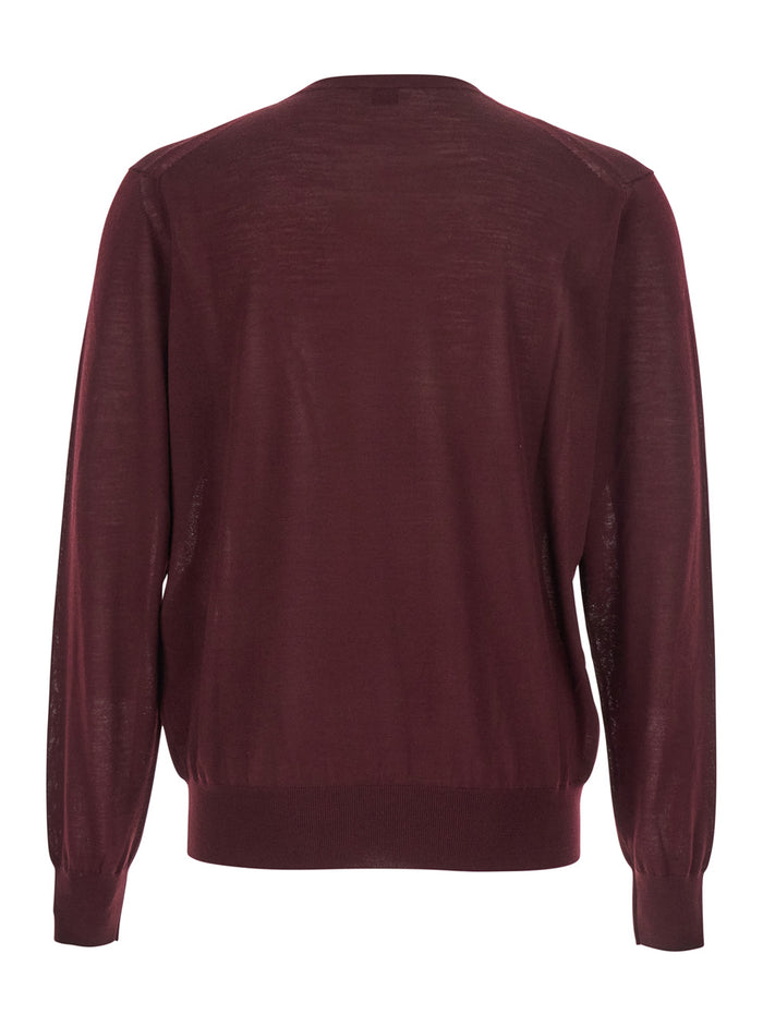Bordeaux Crewneck Sweater with Cassandre in Cashmere Man Jersey