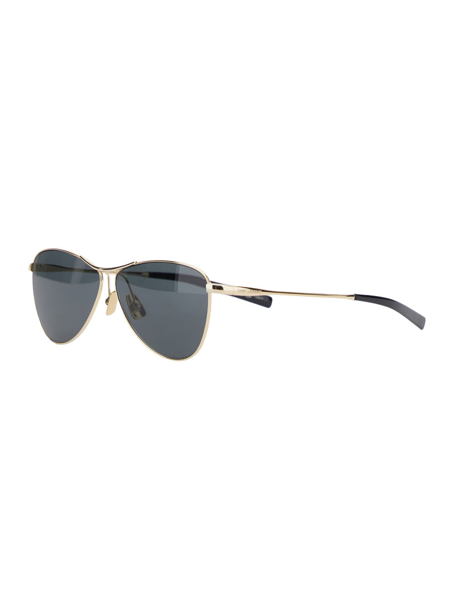 Gold Tone Sunglasses With Engraved Logo Metallic Metal