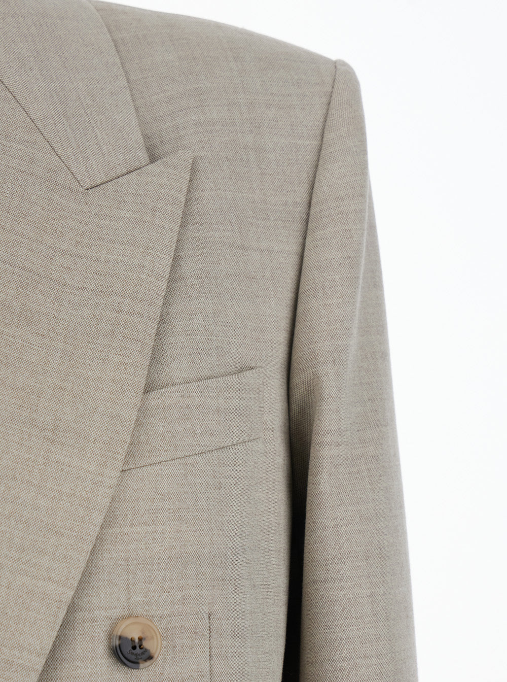 Grey Double-Breasted Jacket with Peak Revers in Wool Woman Blazers