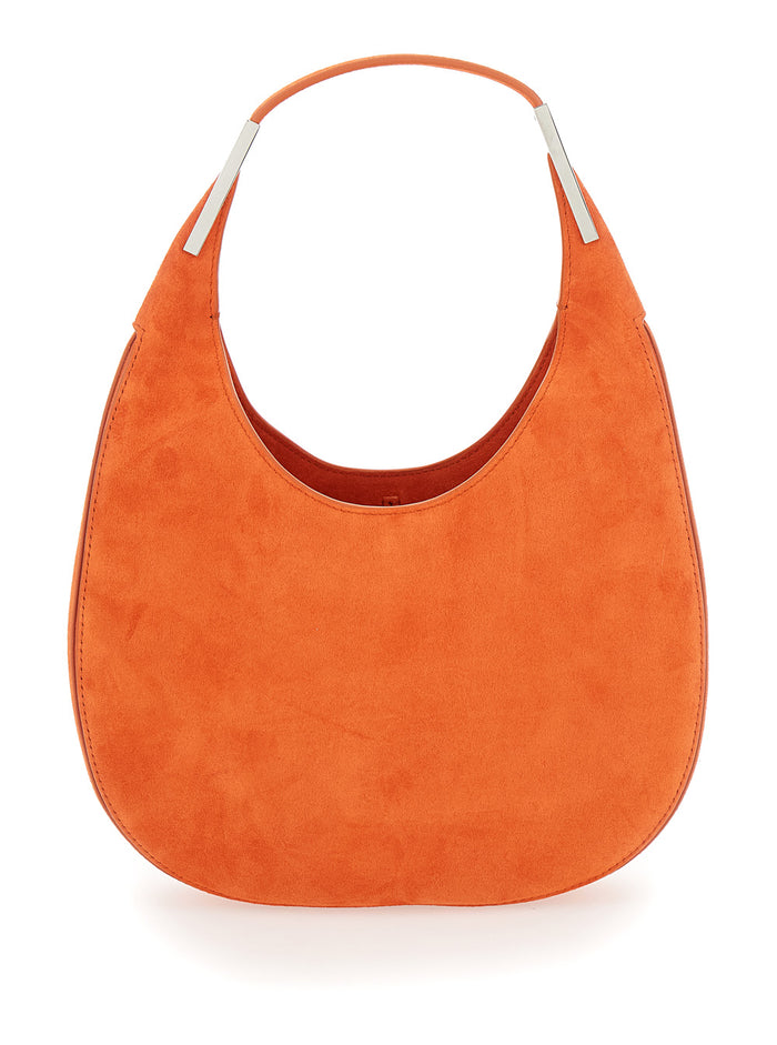 Florence Small Orange Shoulder Bag With Open Top Suede Woman