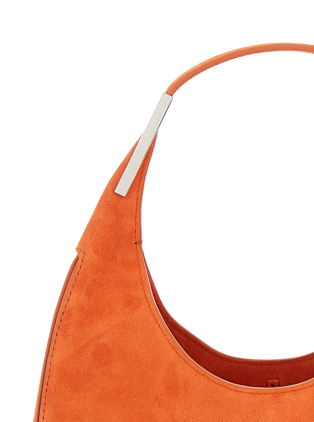 Florence Small Orange Shoulder Bag With Open Top Suede Woman