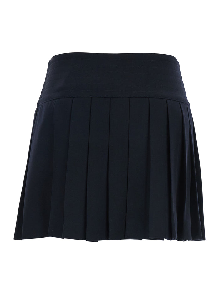 Sam Blue Skirt With Side Buckle Wool Woman Blu Virgin