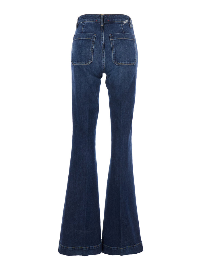 Delphine Blue Jeans With Front Patch Pockets Denim Woman Blu Cotton Elastane