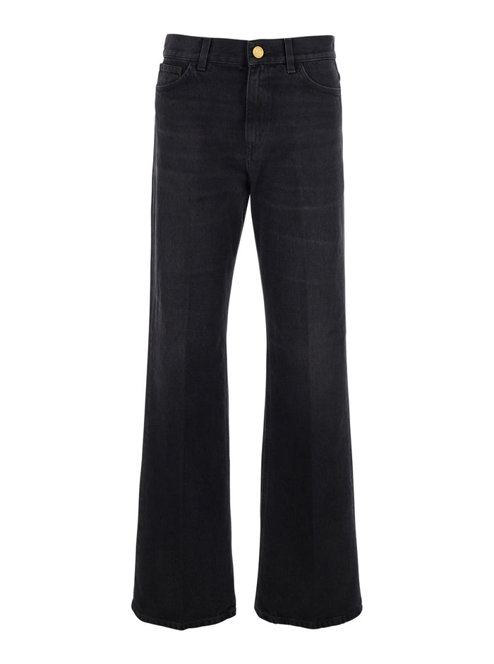 Black Jeans With Five-Pocket Design Denim Woman Cotton