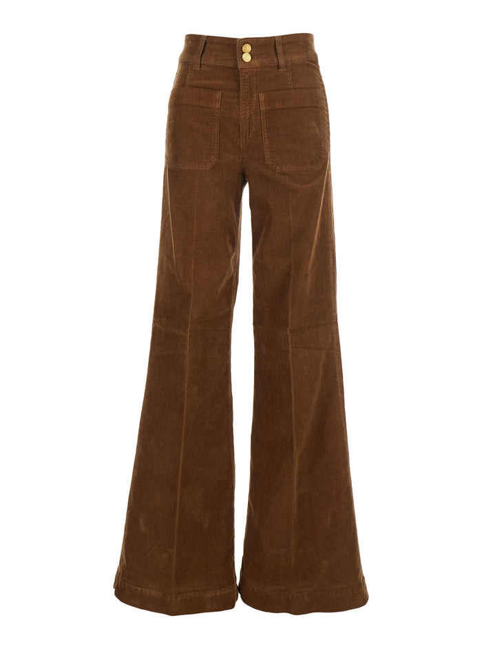 Jane Brown Jeans With Front Patch Pockets Velvet Woman Cotton Elastane