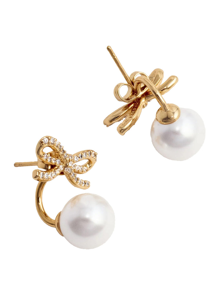 Metallic Earings With Pearl And Bow Copper Blend Woman Earrings