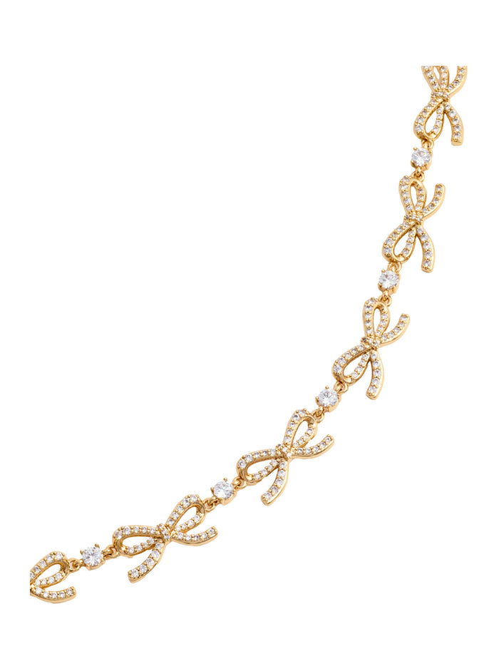 Metallic Necklace with Bow and Crystal Embellishments in Copper Crystals Woman Necklaces