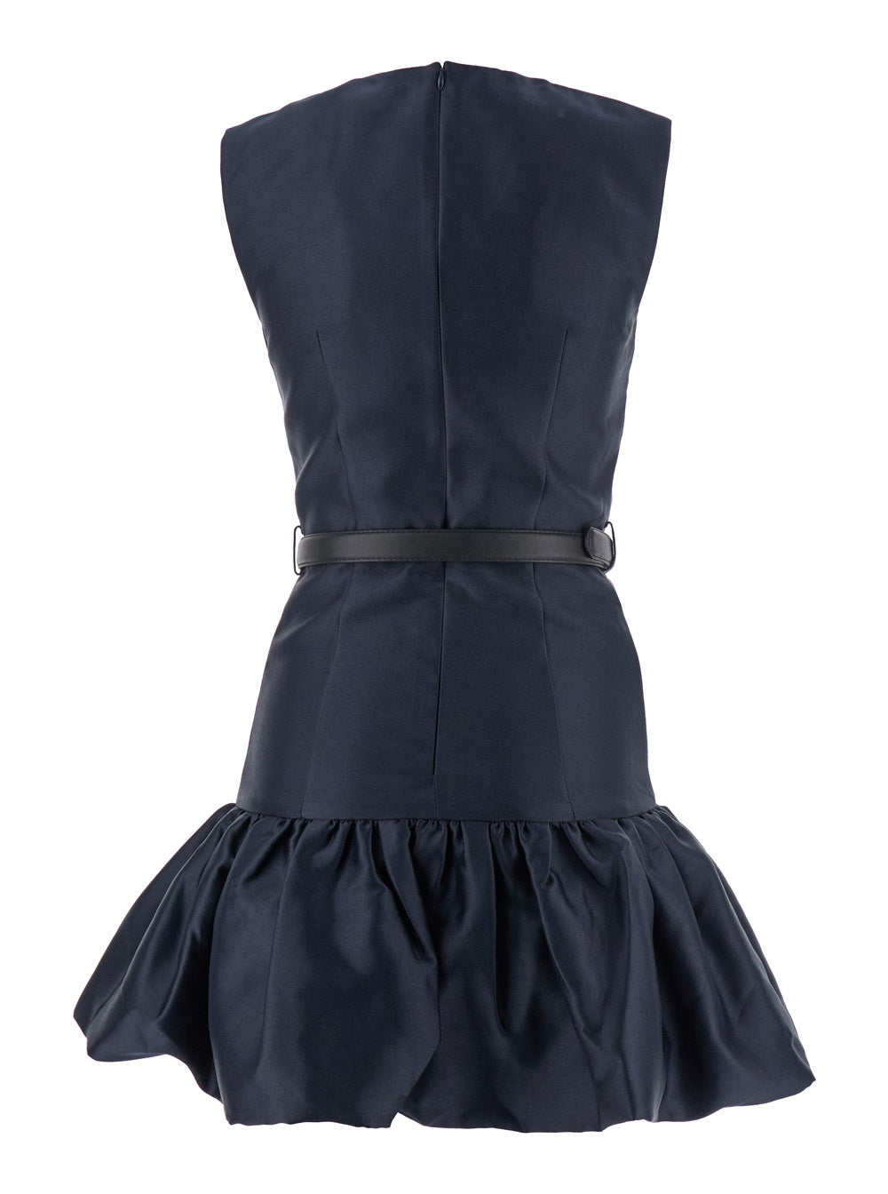 Blue Sleeveless Crewneck Mini Dress With Four Front Patch Pockets And Puffed Skirt Tech Fabric Woman Blu Polyester