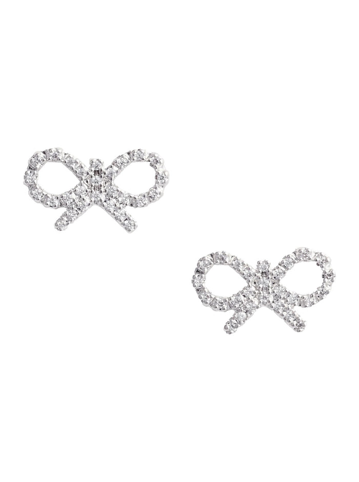 Metallic Earings With Bow Detail And Crystal Embellishments Brass Woman Earrings