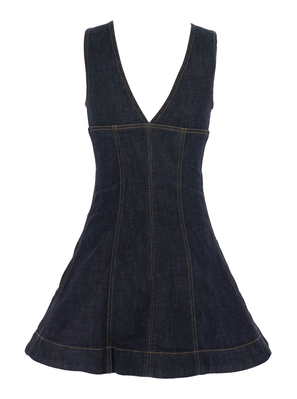 Blue Sleeveless Mini Dress With Bustier-Style Neckline And Contrasting Stitching Denim Woman Blu