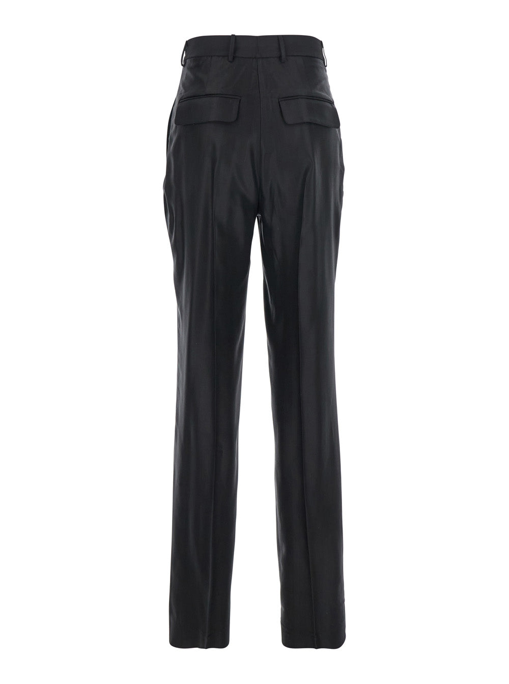 Black Pants with Belt Loops in Wool Blend Woman Viscose Virgin Trousers