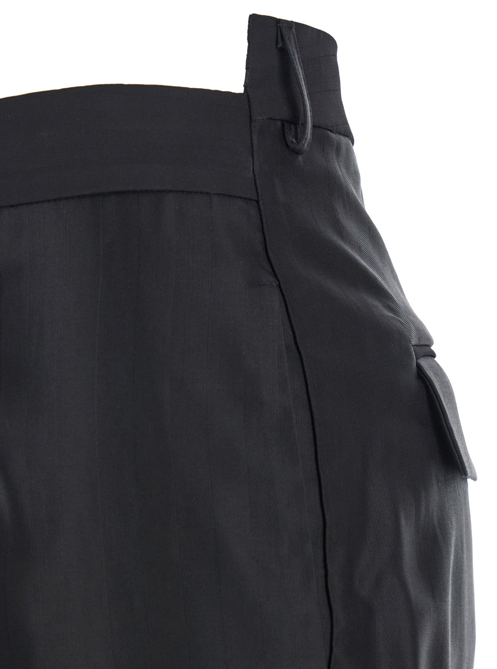 Black Pants with Belt Loops in Wool Blend Woman Viscose Virgin Trousers