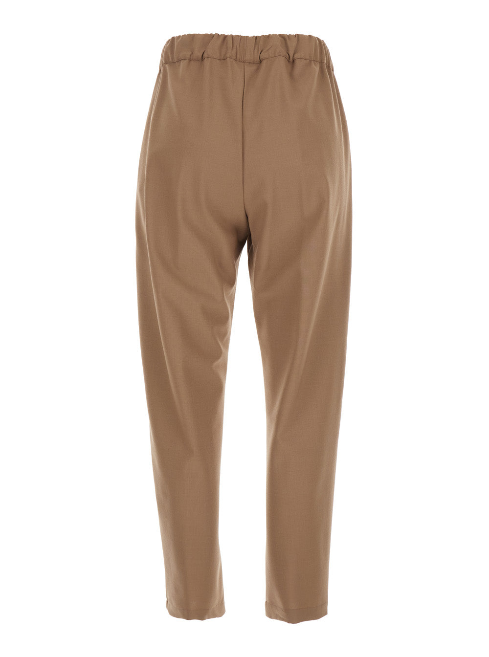 Buddy Beige Cropped Pants with Drawstring Waist in Cotton Woman Trousers