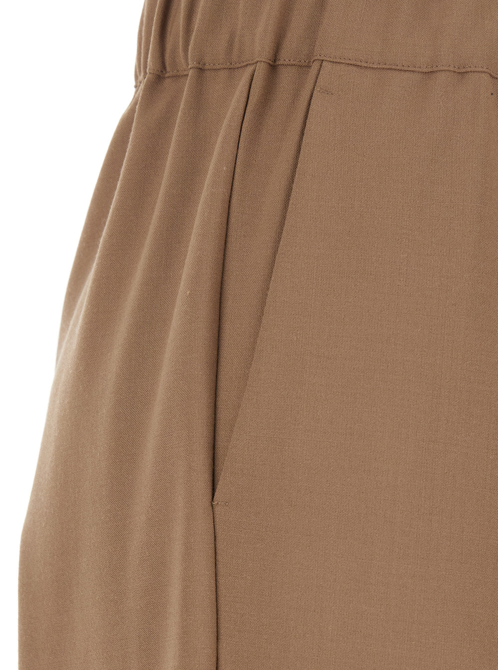 Buddy Beige Cropped Pants with Drawstring Waist in Cotton Woman Trousers