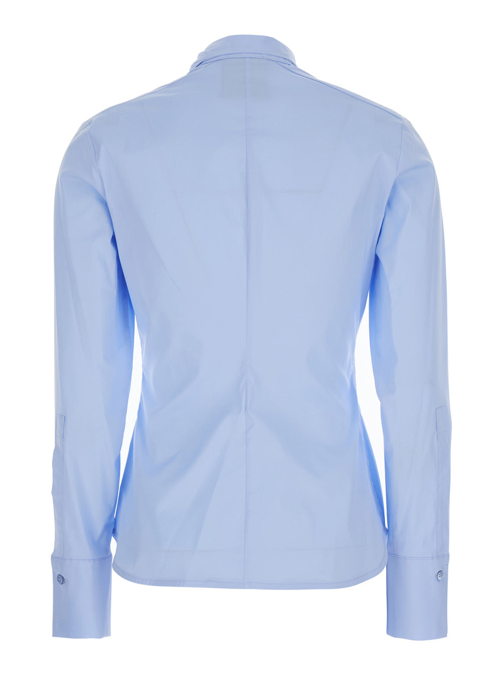 Light Blue Shirt With Classic Collar Cotton Stretch Woman Elastane And Blouses
