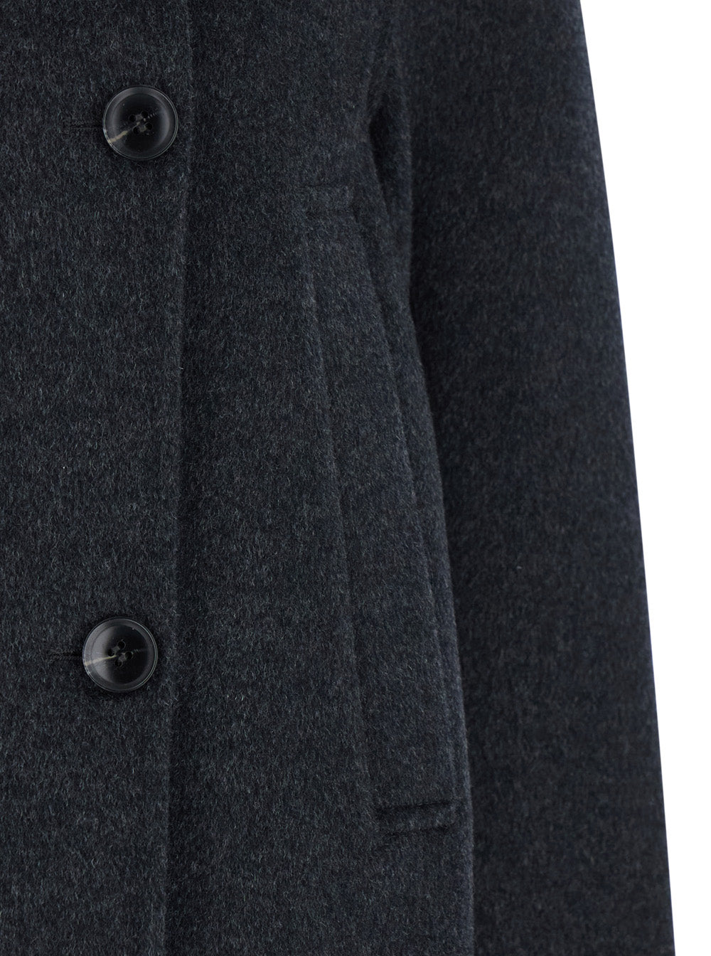 Grey Cropped Double-Breasted Jacket With Bell Sleeves And Notched Collar Wool Woman