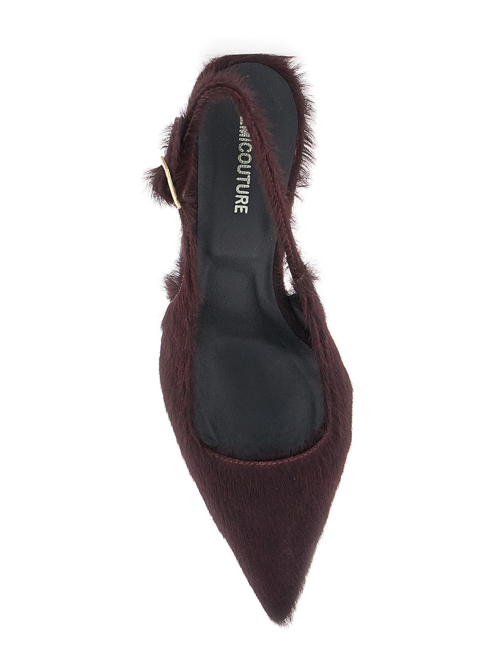 Bordeaux Pumps With Pointed Toe And Fur Effect Leather Woman Heels