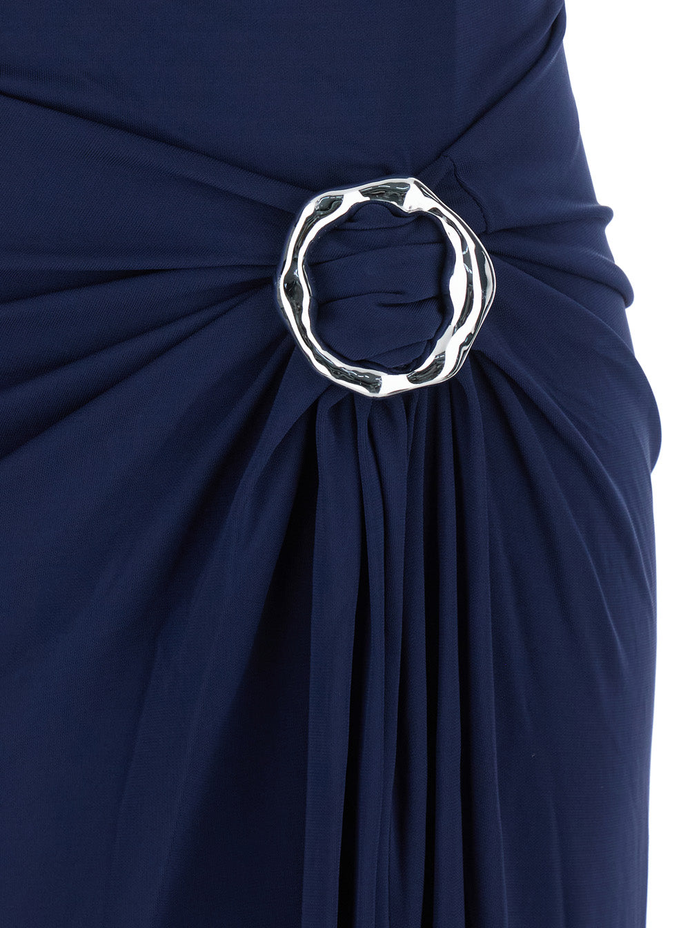 Emma Blue Strapless Long Dress with Ring Embellishment in Tech Fabric Stretch Woman Blu Rayon Elastane