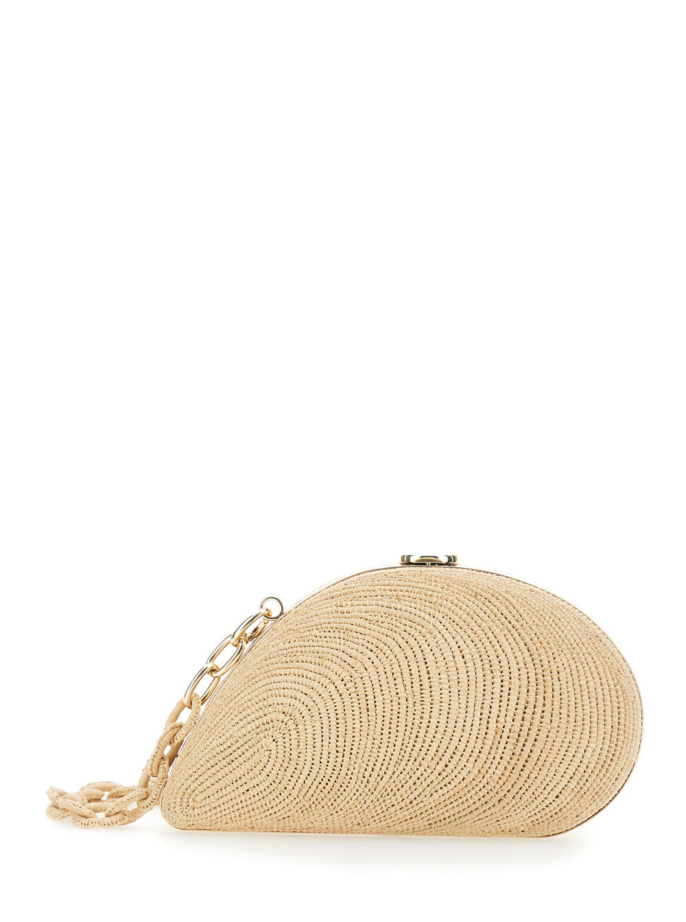 Bridget Beige Shell-Shaped Clutch in Raffia Woman Clutches And Pochettes