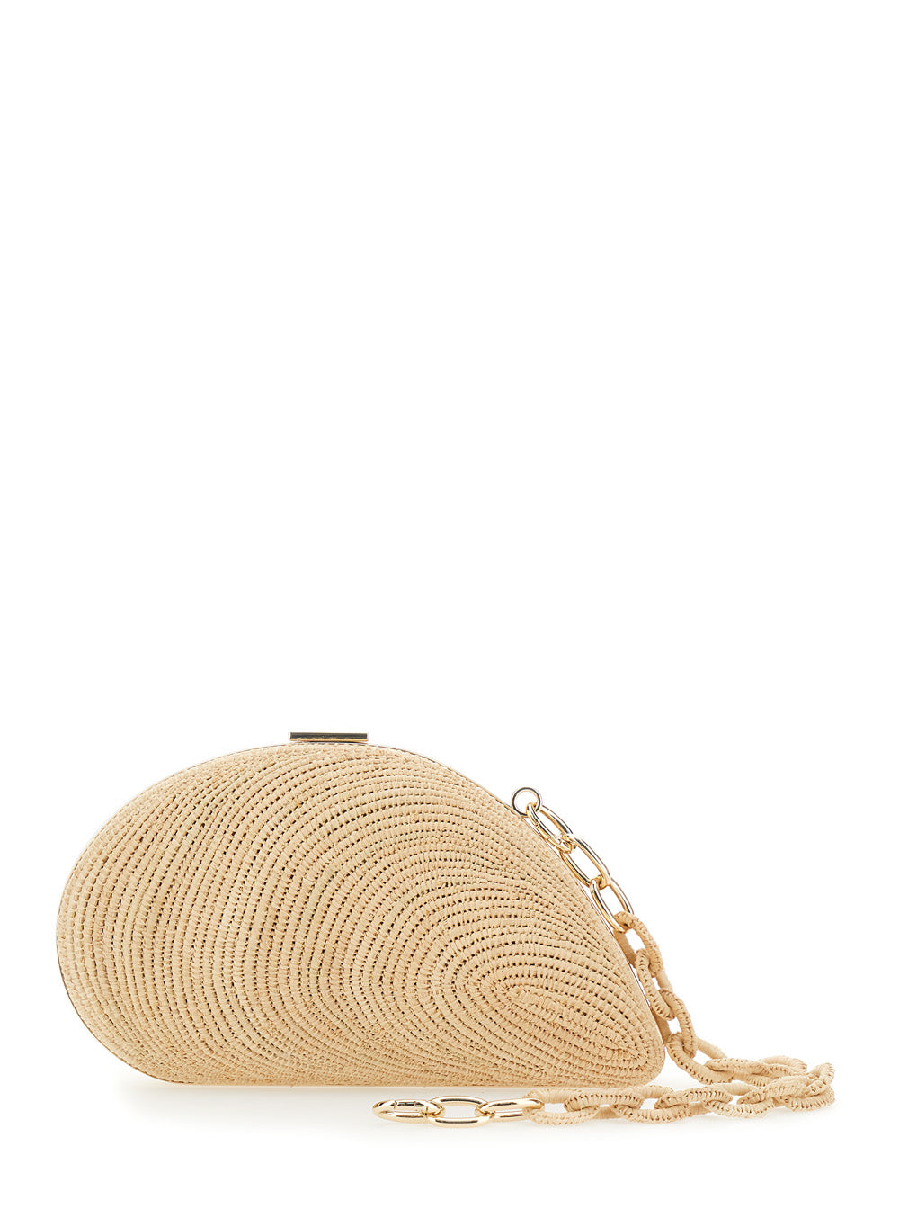 Bridget Beige Shell-Shaped Clutch in Raffia Woman Clutches And Pochettes