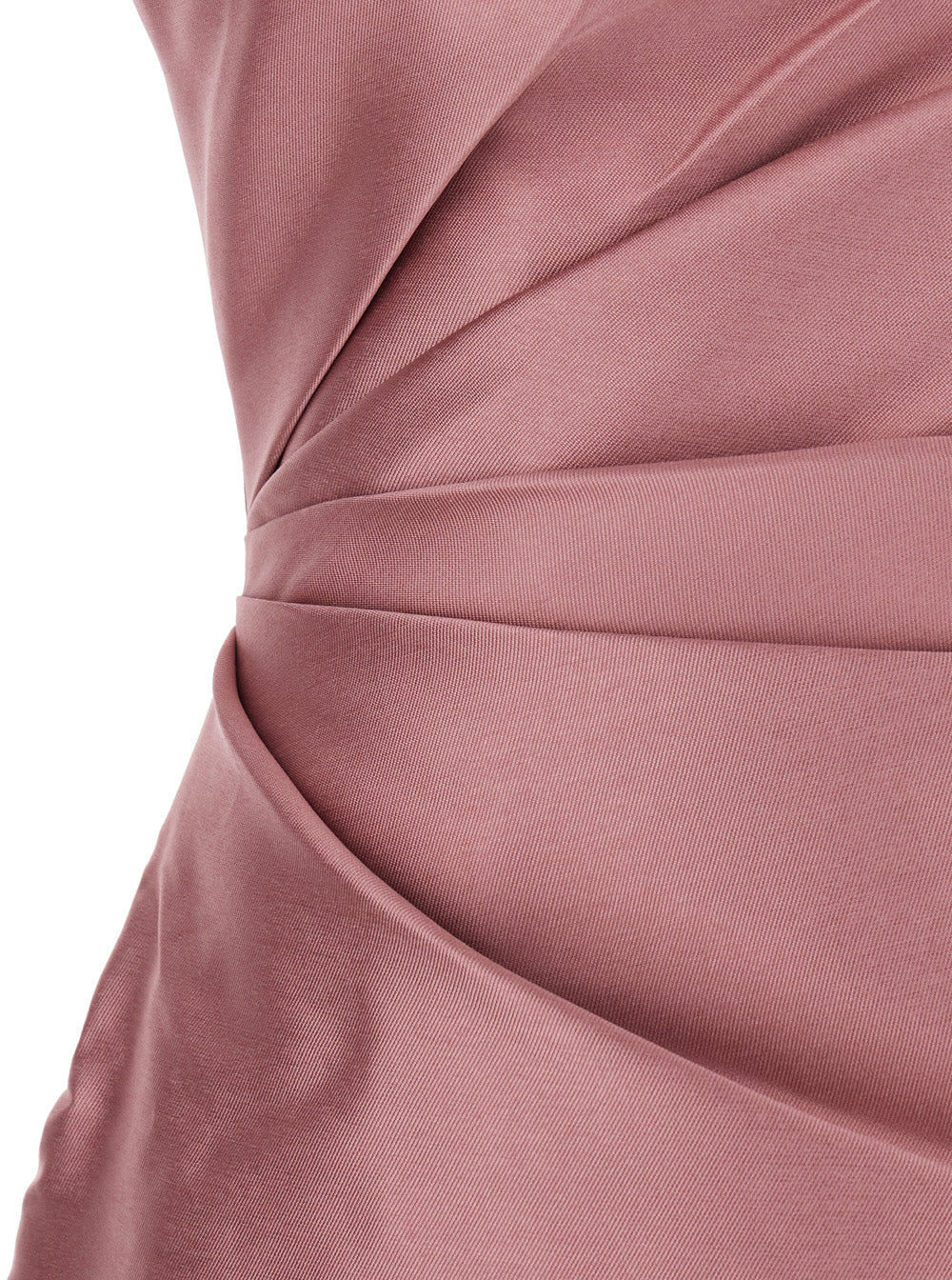 Kira Pink One-Shoulder Long Dress With Draped Details Twill Woman Polyester