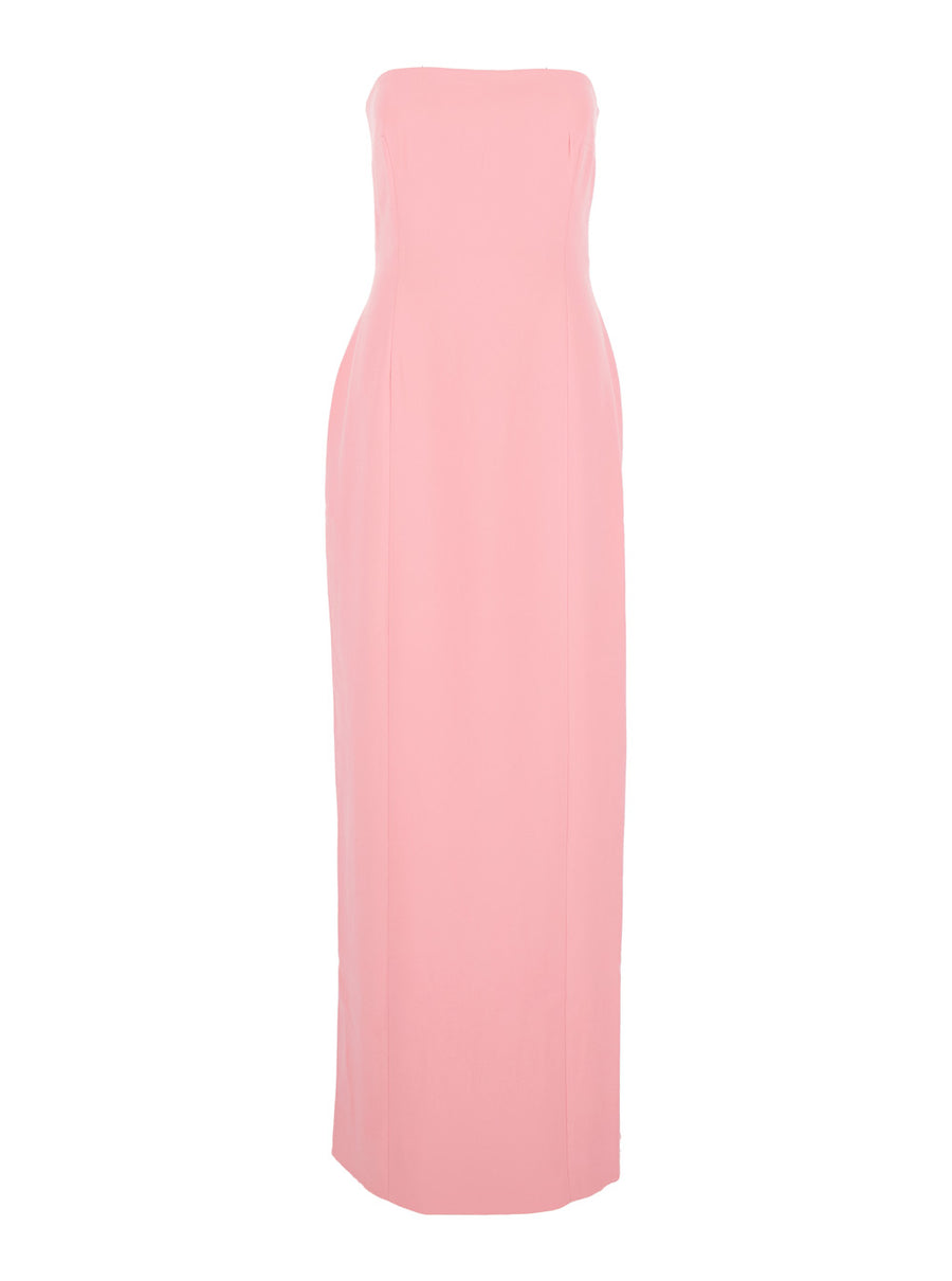 Pink Long Dress With Bare Shoulders Polyester