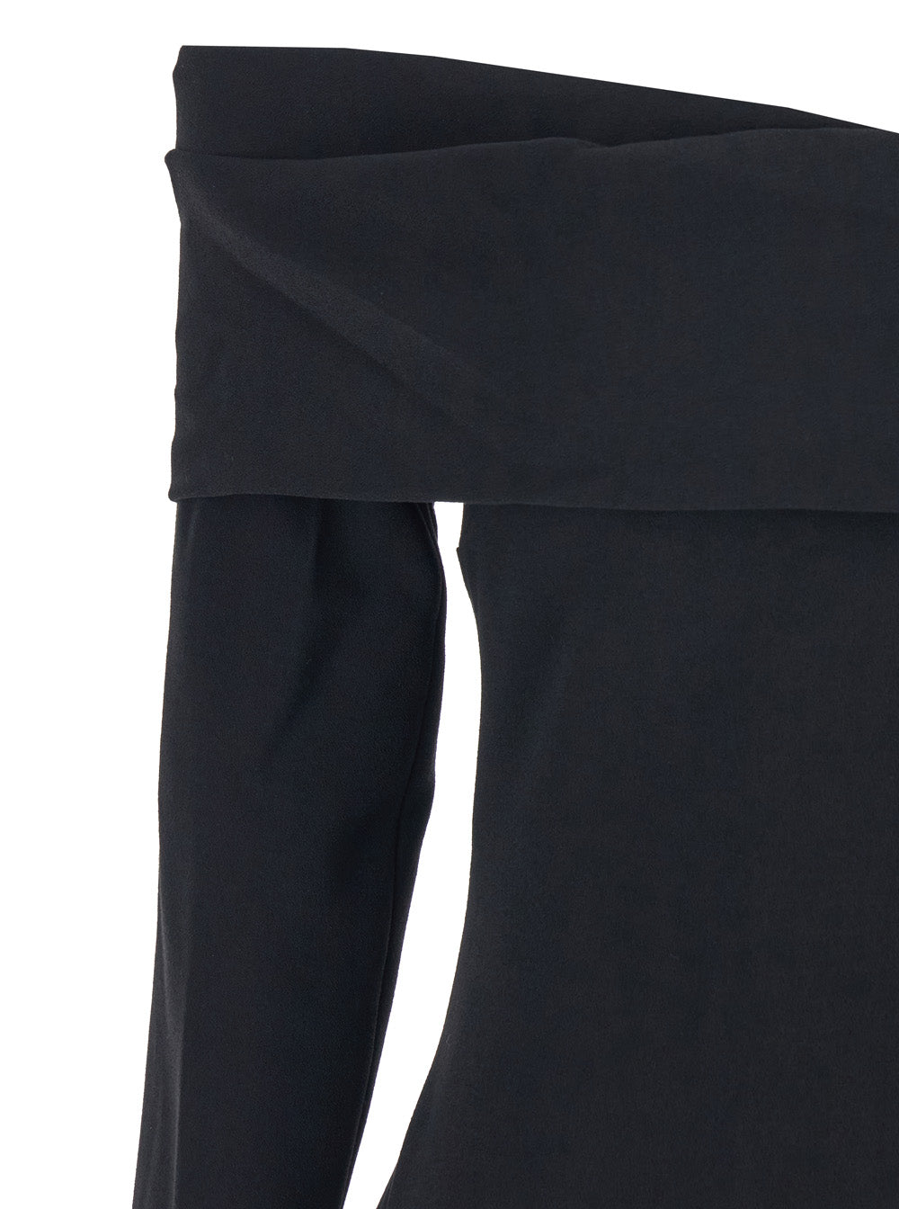 Yuni Black Dress with Square Neckline and Back Closure in Fabric Woman Polyester