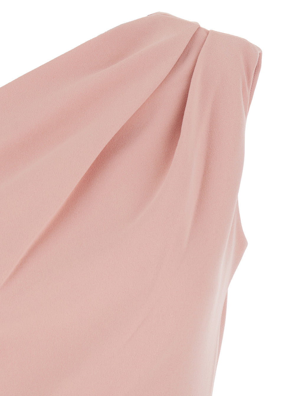 Irina Pink One-Shoulder Long Dress with Draped Neckline in Fabric Woman Polyester