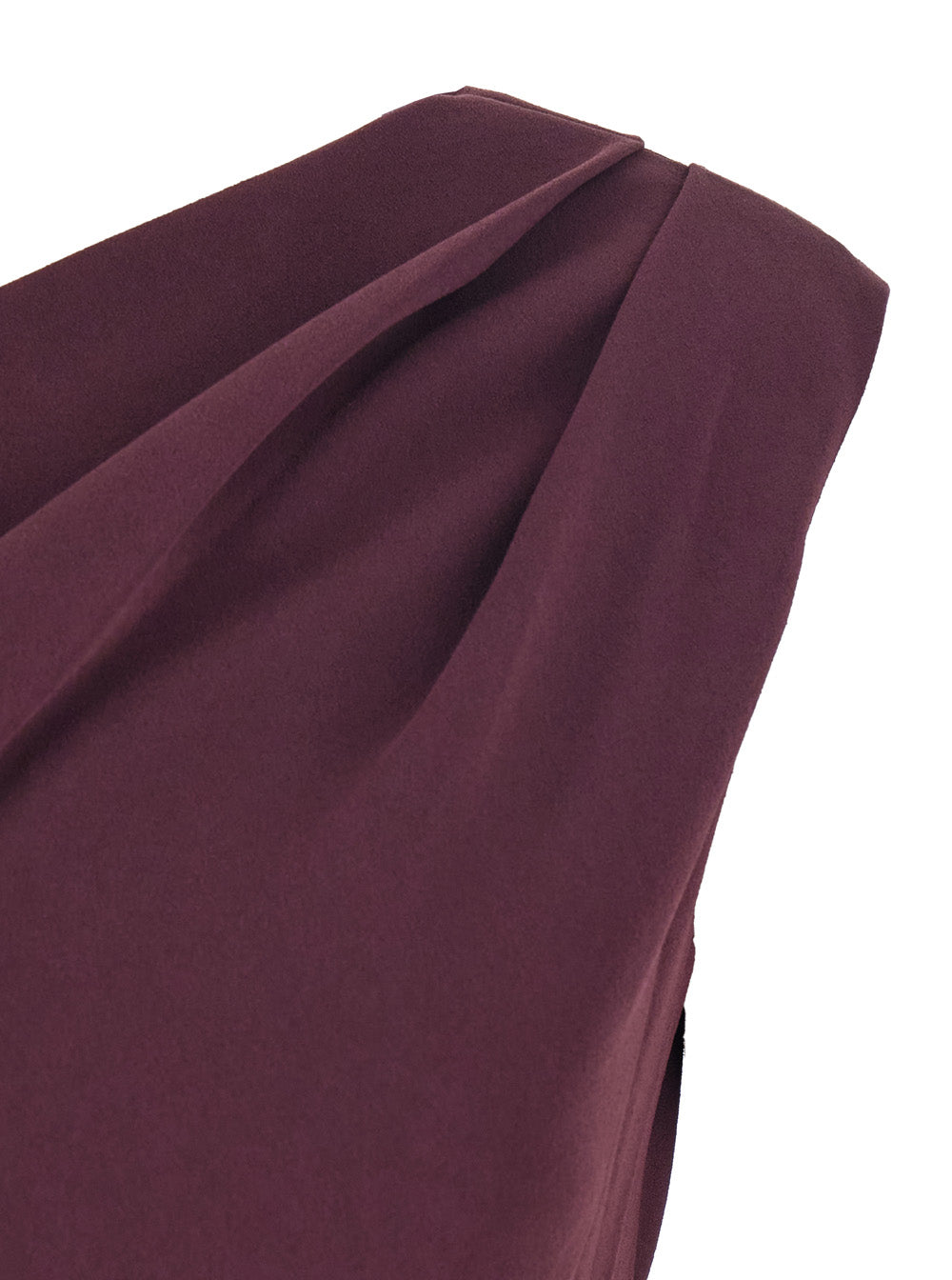 Irina Bordeaux One-Shoulder Long Dress with Draped Neckline in Fabric Woman Polyester