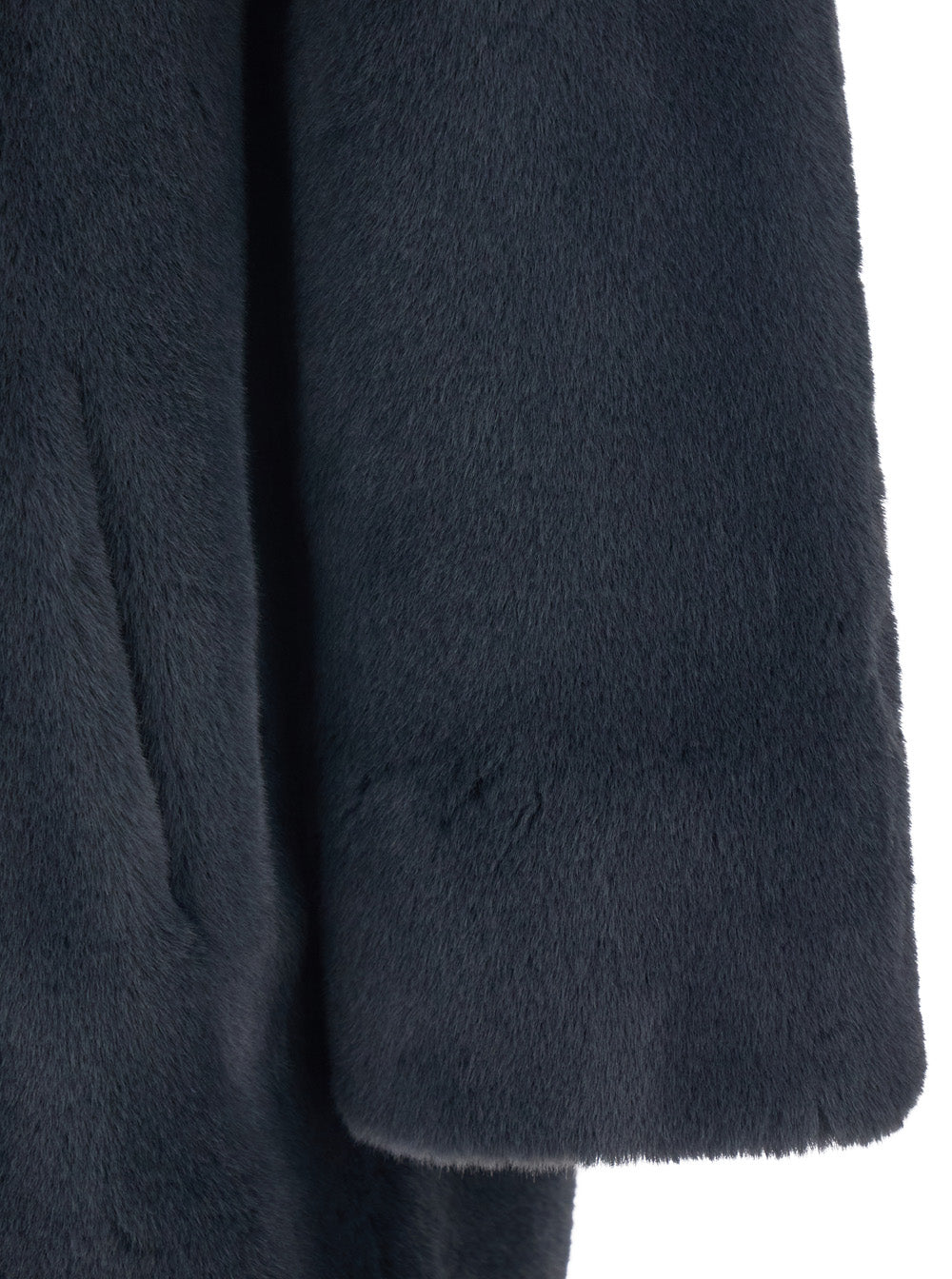 Camille Grey Coat With Wide Notched Revers And Front Concealed Closure Ecofur Woman Polyester