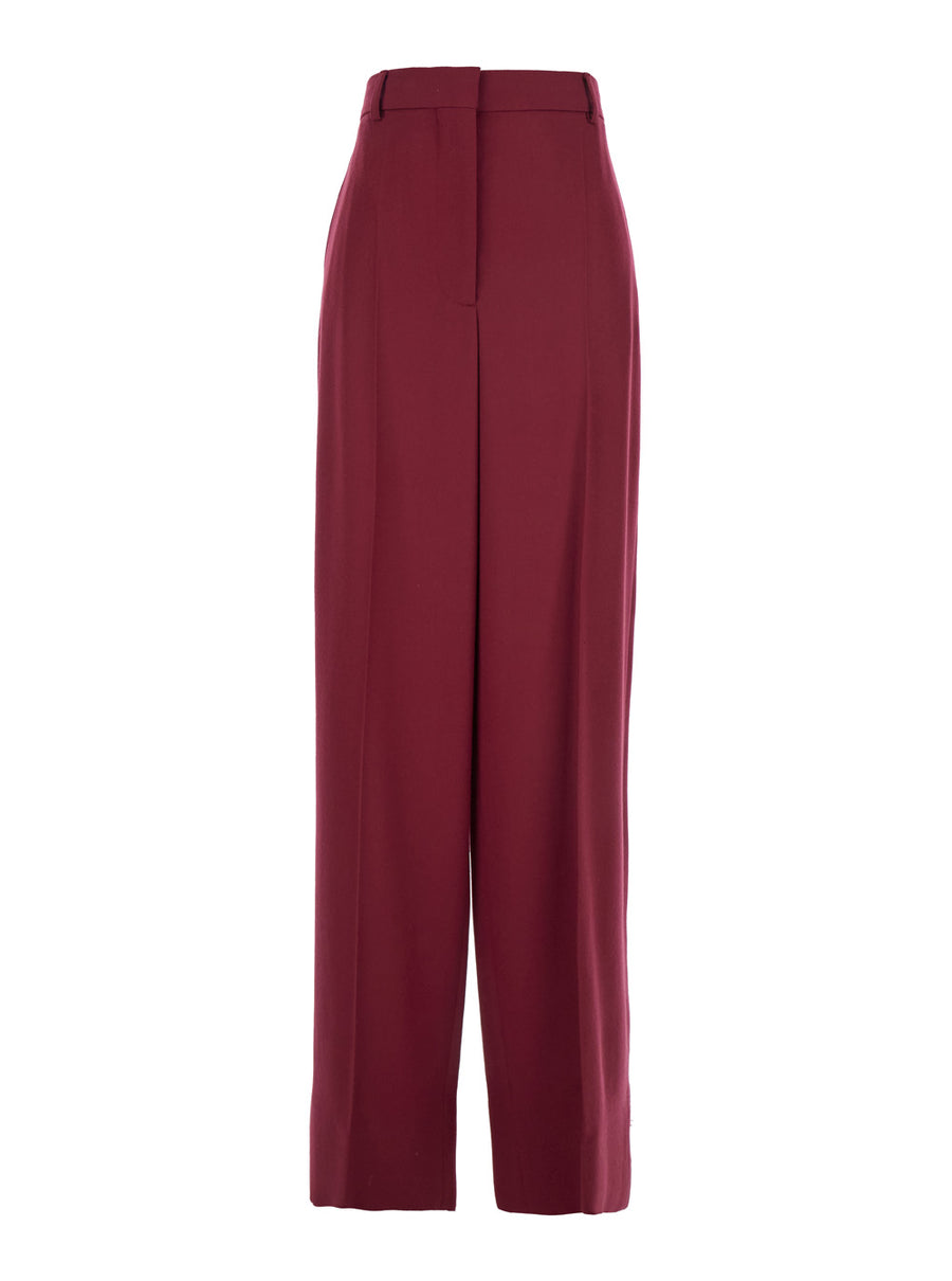 Bordeaux Wool Pants With Concealed Closure Trousers