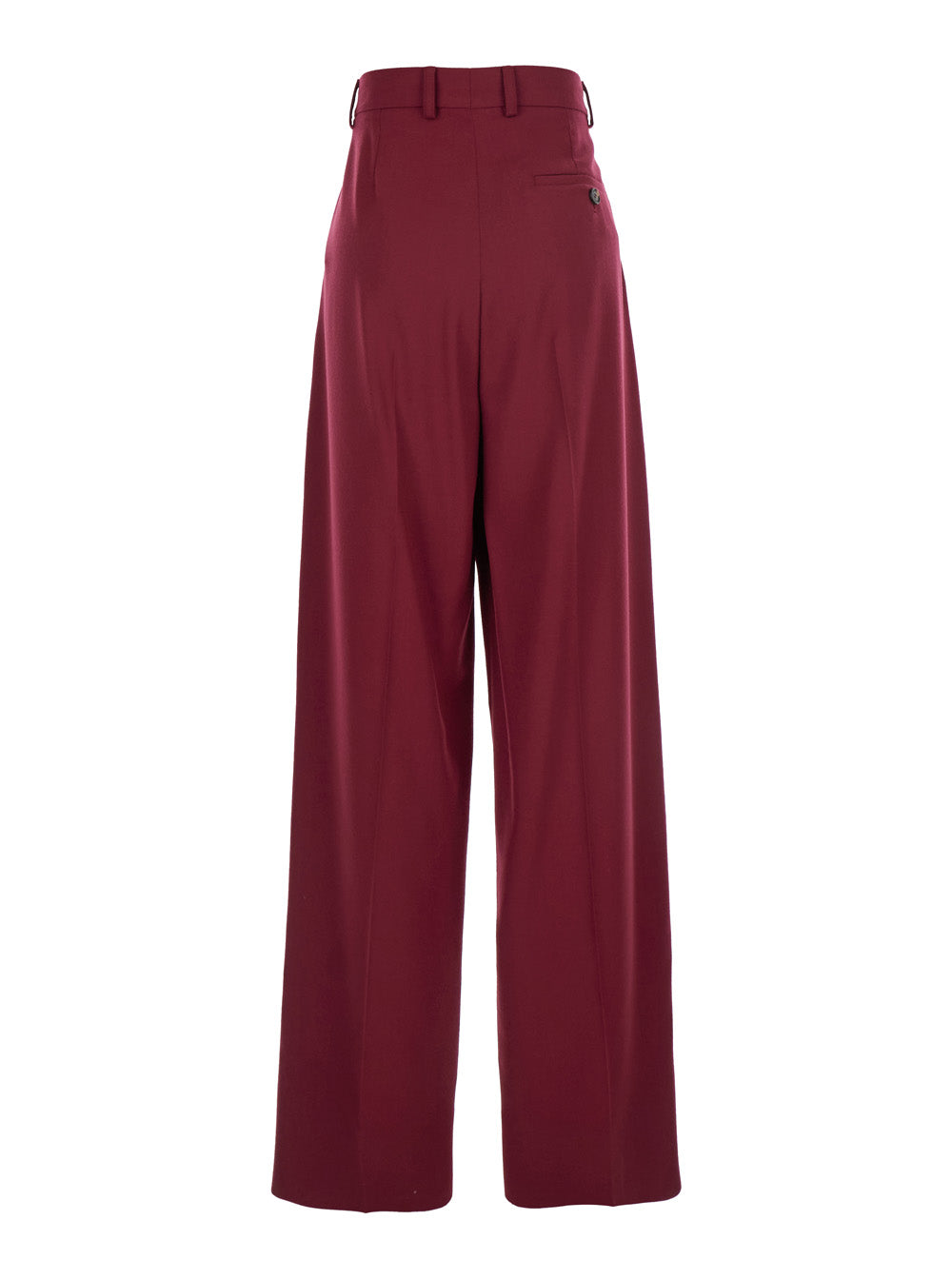 Bordeaux Pants with Concealed Closure on the Front in Wool Woman Trousers