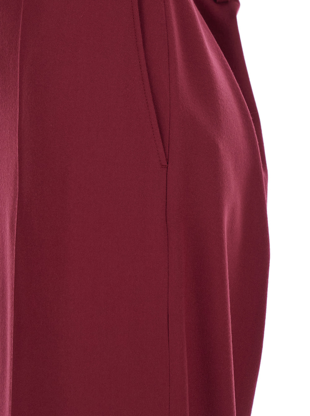 Bordeaux Pants with Concealed Closure on the Front in Wool Woman Trousers
