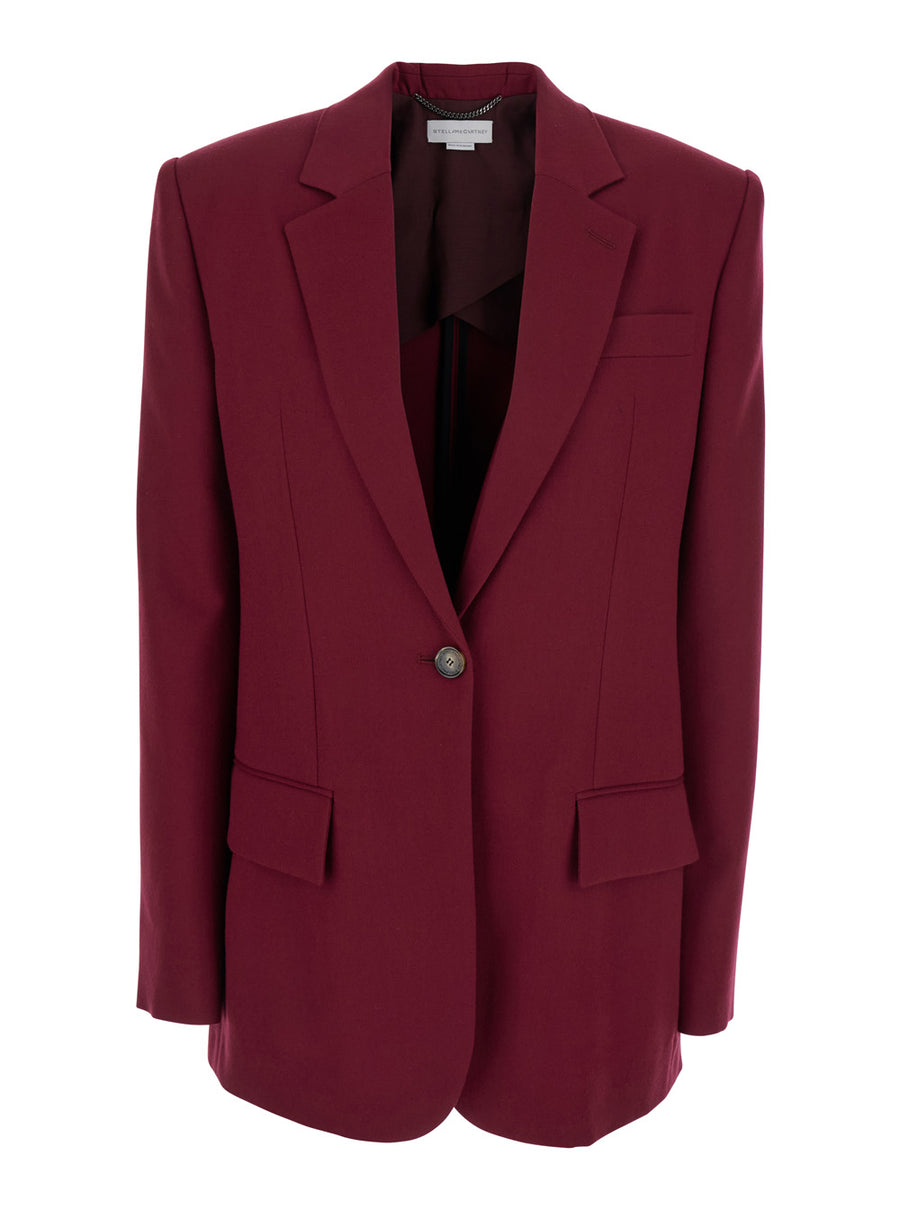 Bordeaux Single-Breasted Jacket With Notched Revers Viscose Blazers