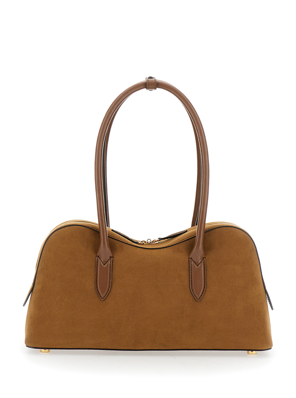 Brown Shoulder Bag With Padlock Logo Detail Ecoleather Woman Hemp Lyocell
