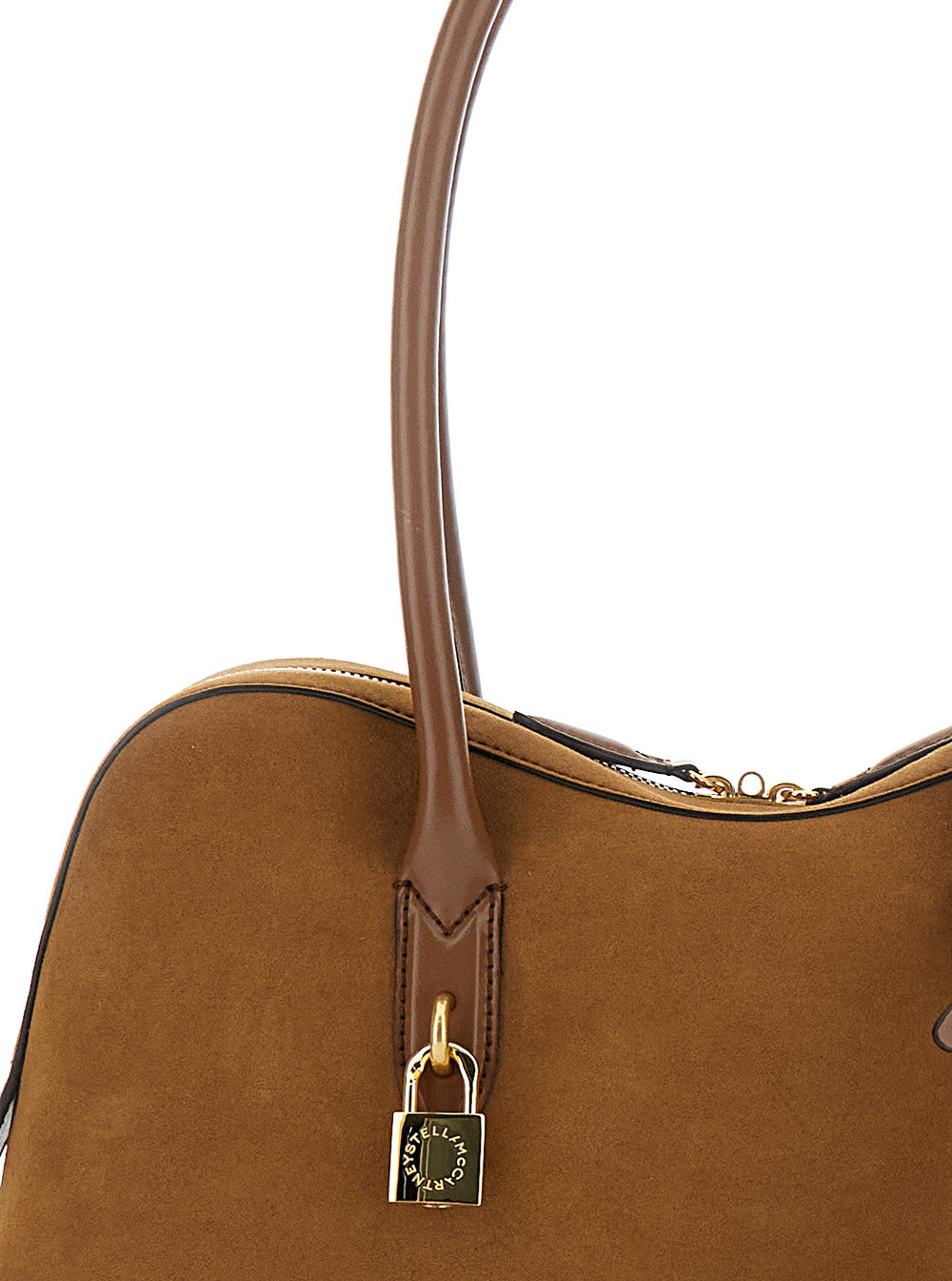 Brown Shoulder Bag With Padlock Logo Detail Ecoleather Woman Hemp Lyocell