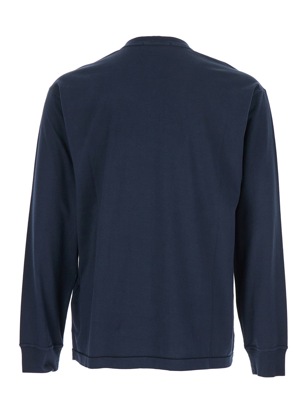 Blue Crewneck Sweater With Logo Patch Cotton Man Blu Jersey