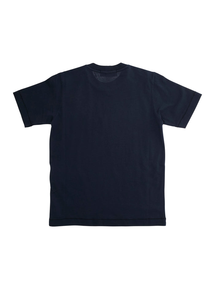 Blue T-Shirt with Round Neck and Logo Patch on the Front in Cotton Boy Blu Tshirts Polo Shirts