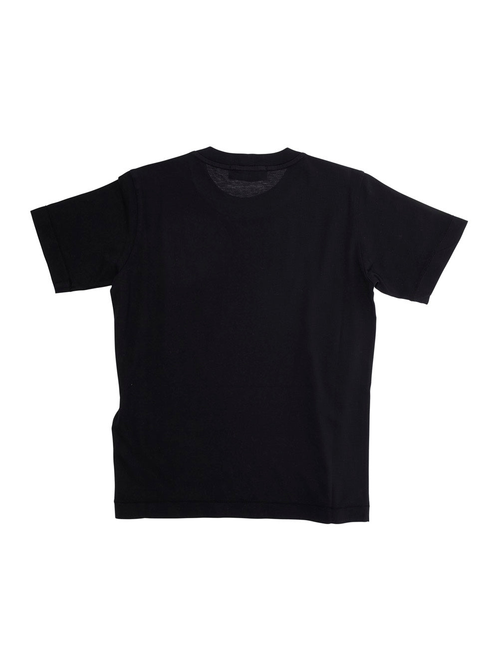 Black T-Shirt with Round Neck and Logo Patch on the Front in Cotton Boy Tshirts Polo Shirts