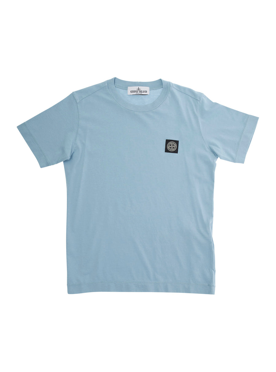 Light Blue Logo T-Shirt With Round Neck Cotton T-shirts