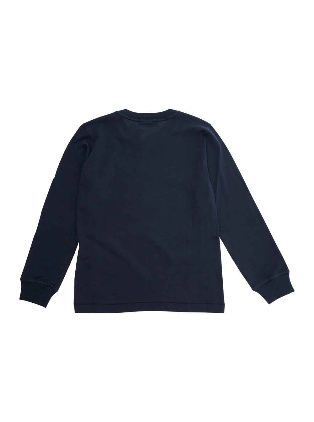 Blue Crewneck Sweater With Logo Patch Cotton Boy Blu Jersey