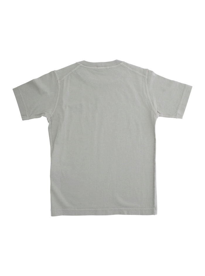Grey T-Shirt with Round Neck and Logo Patch on the Front in Cotton Boy Tshirts Polo Shirts