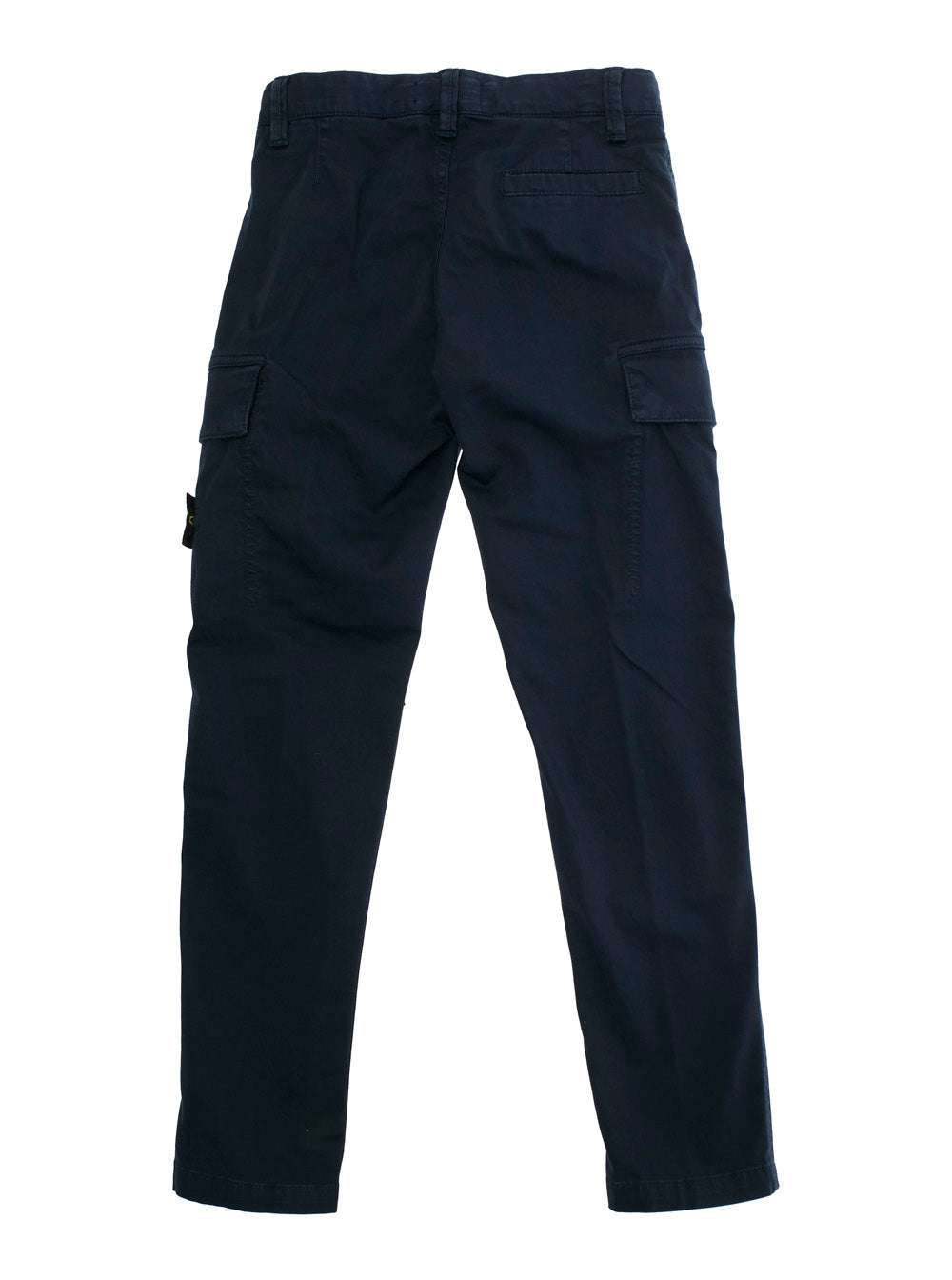 Blue Pants with Belt Loops and Logo Patch on the Front in Cotton Stretch Boy Blu Elastane Trousers