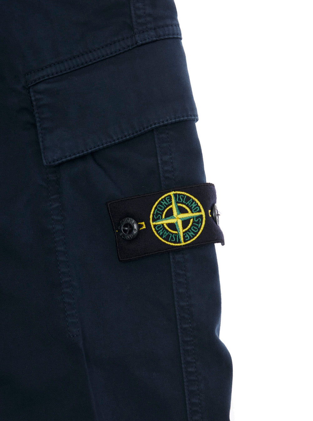 Blue Pants with Belt Loops and Logo Patch on the Front in Cotton Stretch Boy Blu Elastane Trousers