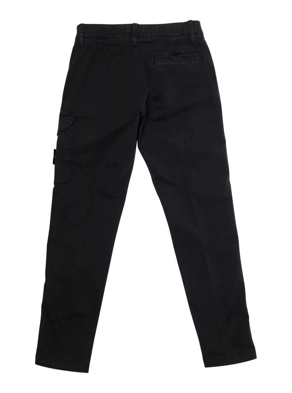 Black Pants with One Cargo Pocket on the Front and Logo Patch in Cotton Stretch Boy Elastane Trousers