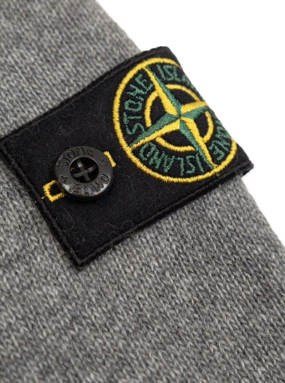 Grey Crewneck Sweater with Logo Patch on the Sleeve in Ribbed Trims Wool and Cashmere Blend Boy Jersey